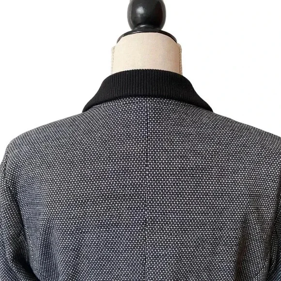 Ecru Knit Blazer Black White Dotted Boyfriend Jacket Rib Collar Size 12 - Picture 11 of 16